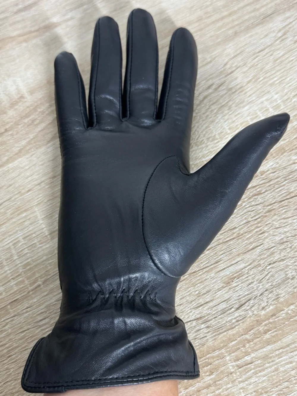 Kebesu Women M Black Sheepskin Leather Cashmere Lined Driving Gloves